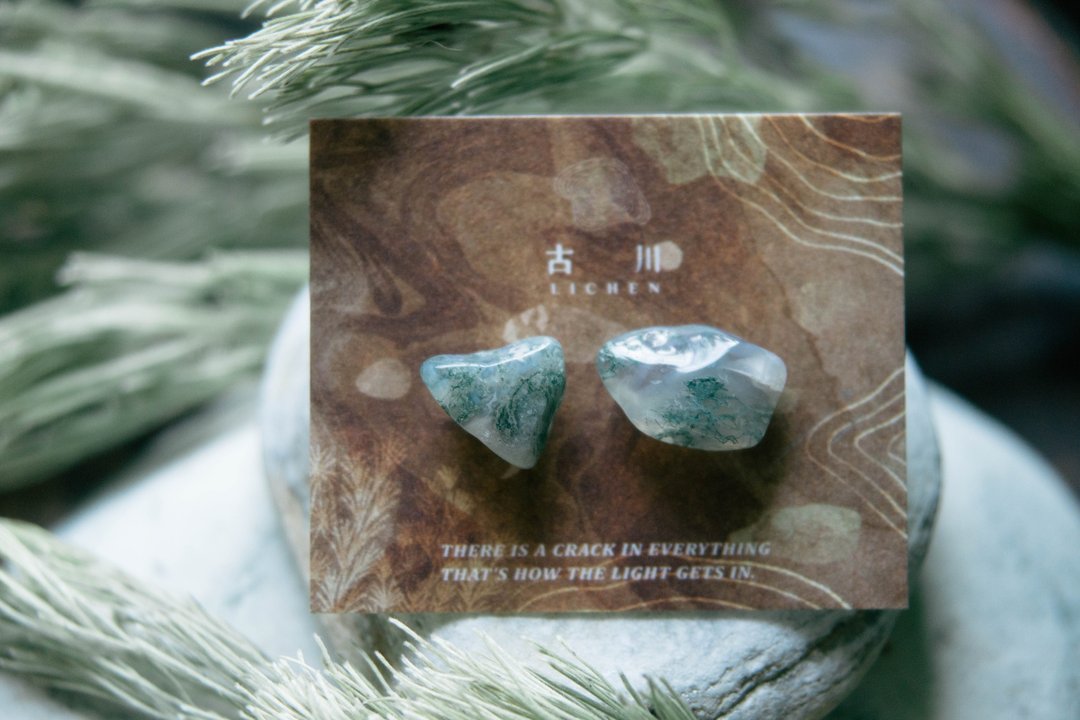 CRACK | 矿物系耳环 |  EARRINGS - 耳环/耳夹 - 玉石 绿色