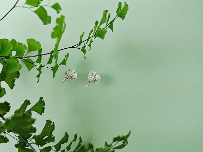 双鲎耳环 - 耳环/耳夹 - 纯银 橘色