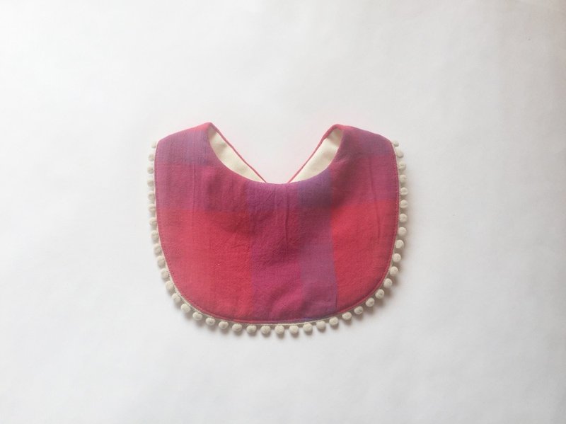 Spring color cotton bib red check - 围嘴/口水巾 - 棉．麻 多色