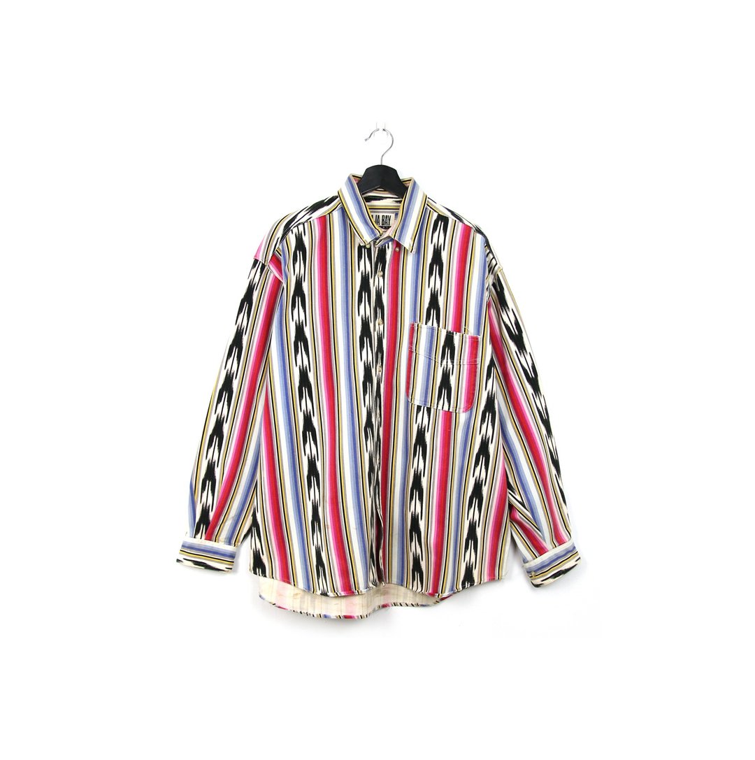 Back to Green::条纹丹宁衬衫 缤纷 //vintage shirt - 男装衬衫 - 棉 