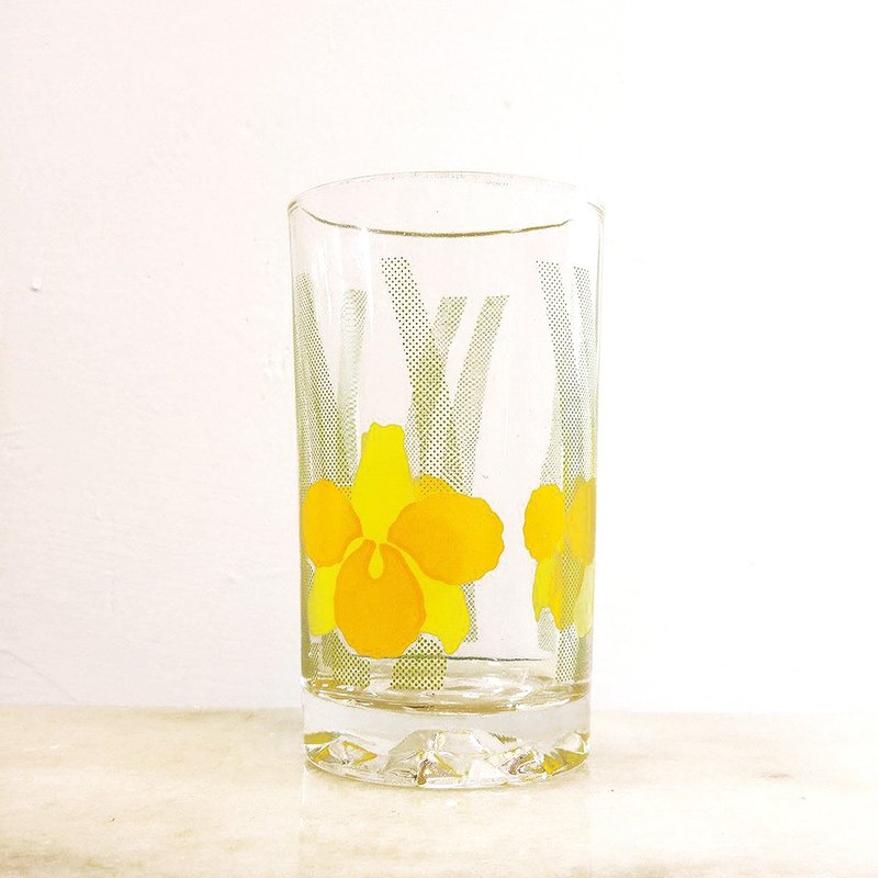 早期黄色花花水杯 - 茶具/茶杯 - 玻璃 黄色