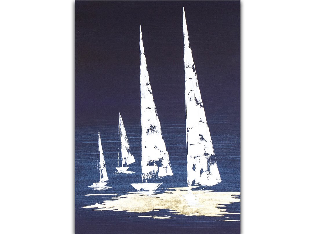 帆船画 / 船画 / 原画 / 靛蓝画 / 极简主义画 / 抽象画 / 海景画 - 海报/装饰画/版画 - 其他材质 蓝色
