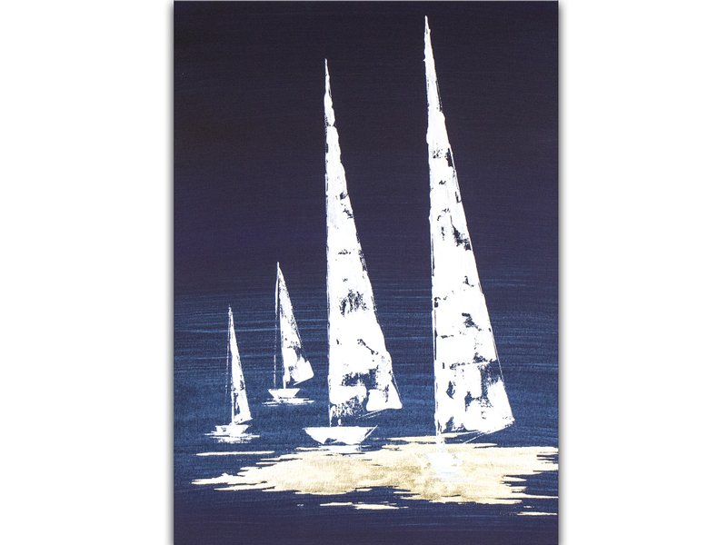 帆船画 / 船画 / 原画 / 靛蓝画 / 极简主义画 / 抽象画 / 海景画 - 海报/装饰画/版画 - 其他材质 蓝色