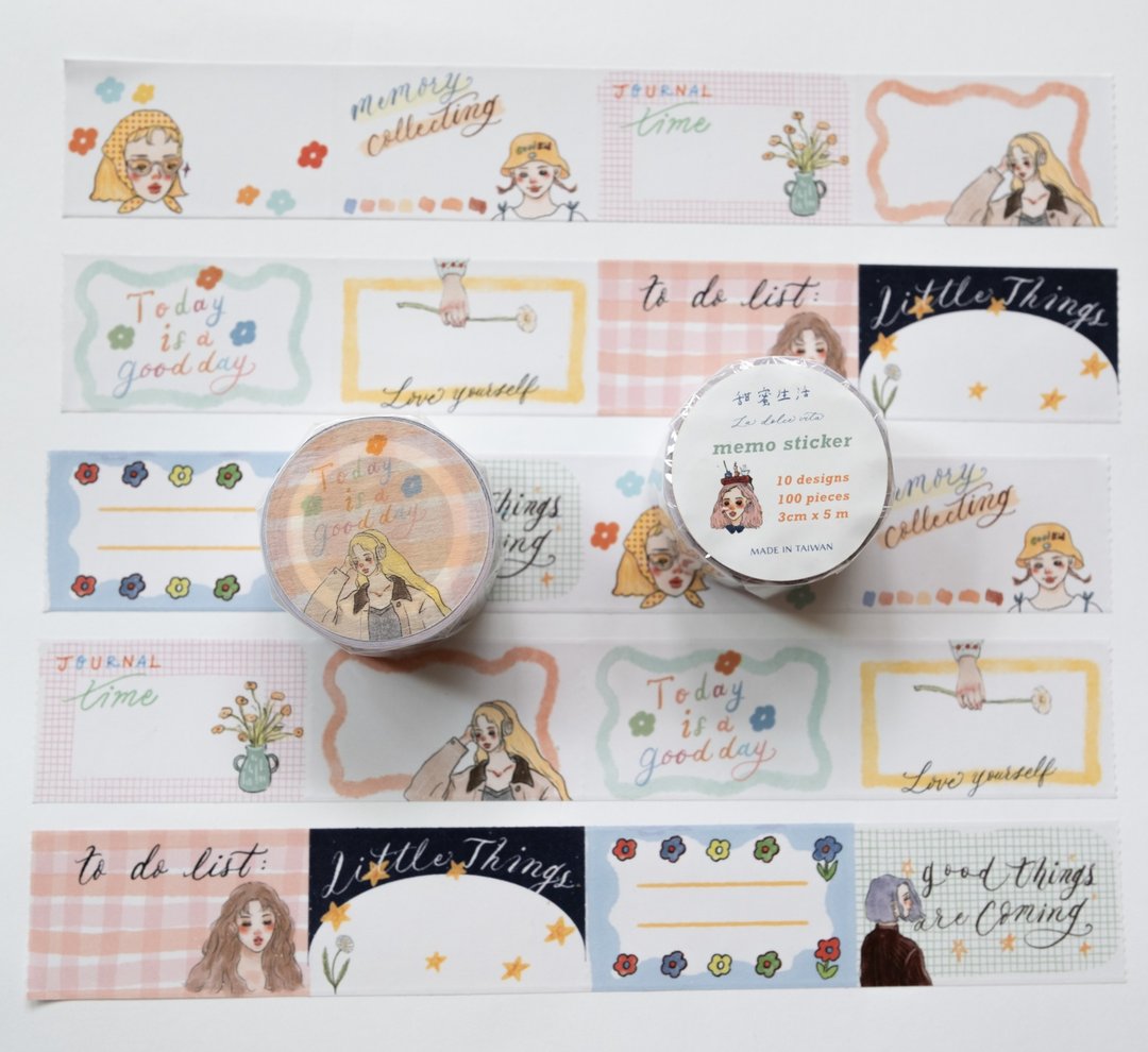 美好的一天 Today is a good day 便利贴卷 memo sticker - 便条纸/标签贴 - 纸 多色