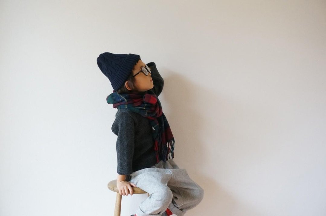 Boat-neck long-sleeved knit 110,130size - 其他 - 棉 