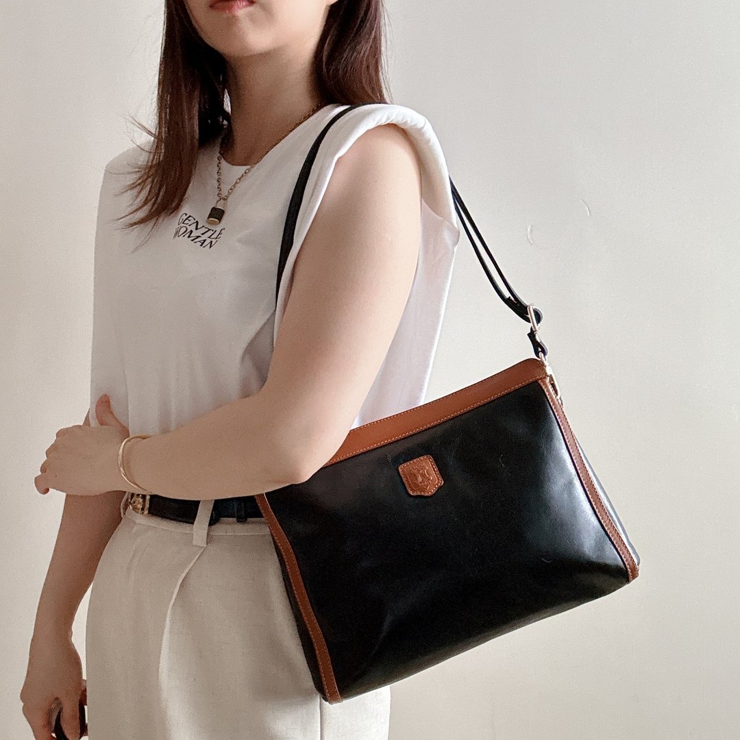 中古美品 Celine 凯旋门 真皮 腋下包 斜背包 - 侧背包/斜挎包 - 真皮 黑色