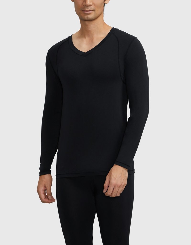 智.暖--男装远红外线智能保暖打底衫--V领长袖打底衫  (薄装) - 男装针织衫/毛衣 - 其他材质 黑色