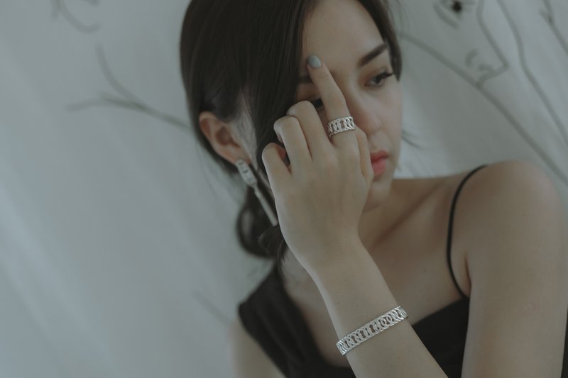 扁链系列-宽版戒 - 戒指 - 其他金属 银色