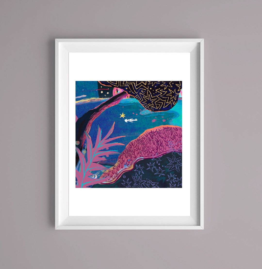 艹方作品 只剩下星星  A5复制画 艺术微喷 画作布置摆设装饰 - 海报/装饰画/版画 - 纸 多色