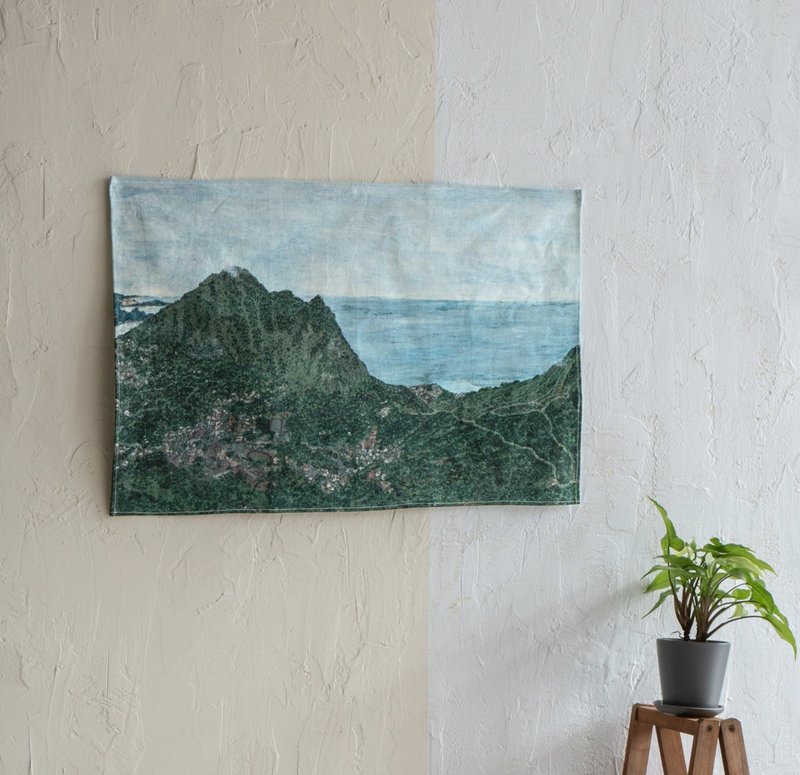 台湾山挂布 - 金瓜石 63 x 42 cm - 海报/装饰画/版画 - 棉．麻 绿色