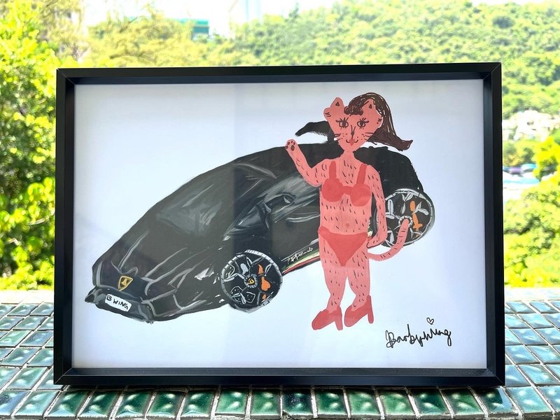 似颜绘你发照我画订制你的车和宠物一个(空白背) - 电子手绘真人画像/绘画/插画 - 其他材质 