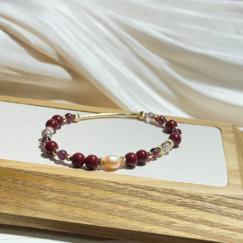 紫金砂、紫牙乌、拉长石 开运避邪手链 - 手链/手环 - 半宝石 红色