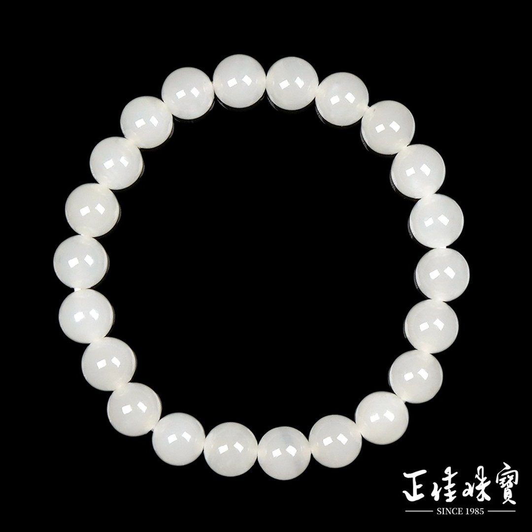 【正佳珠宝】和田白玉 顶级新疆老矿 7.8-8.3mm 和田白玉手珠 - 手链/手环 - 半宝石 多色