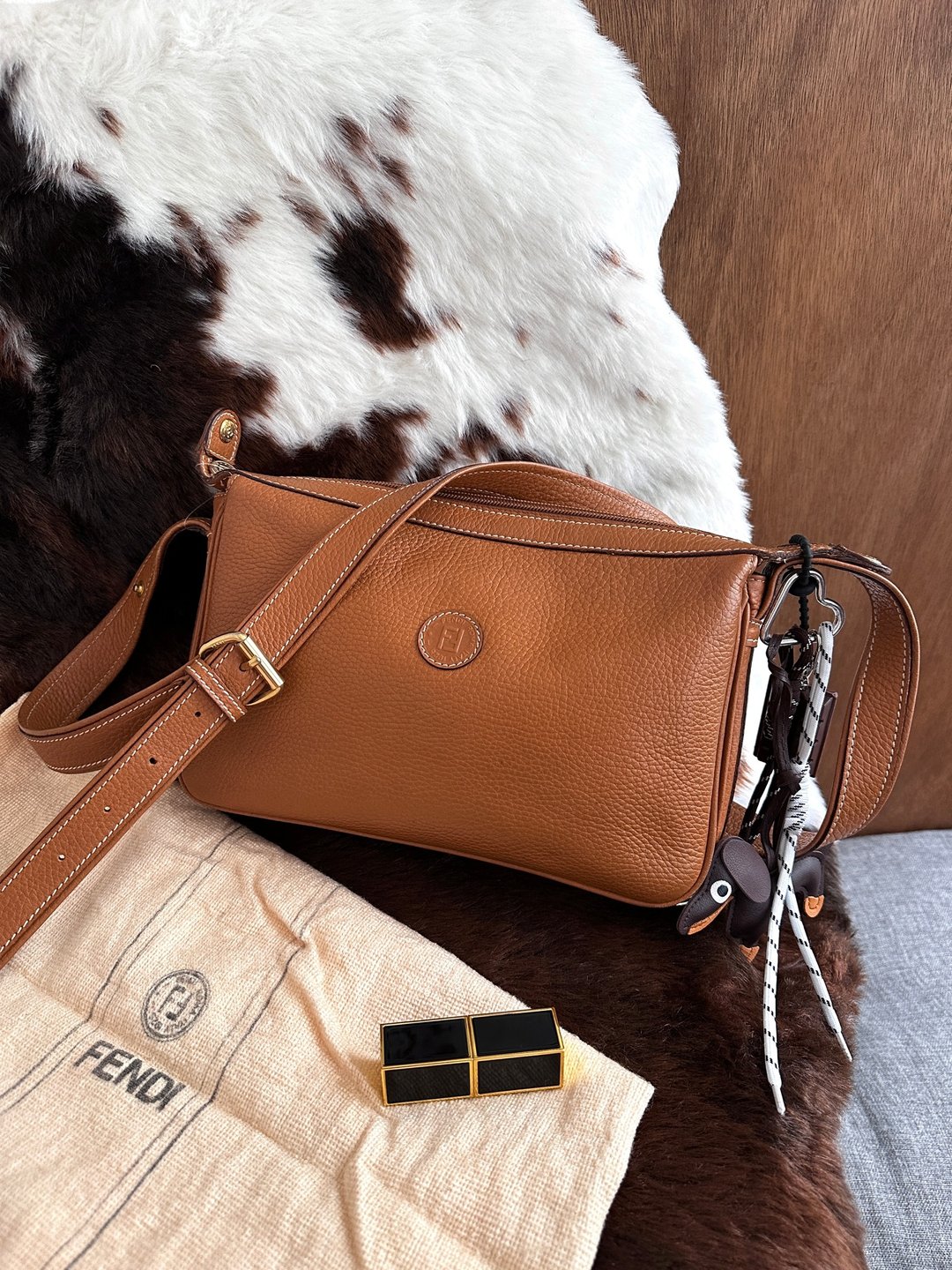 中古包 Fendi 芬迪 焦糖牛皮斜背包 - 手提包/手提袋 - 真皮 咖啡色