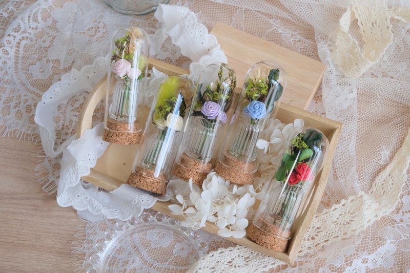 紫式 迷你花瓶玫瑰 细工花 - 摆饰 - 棉．麻 多色