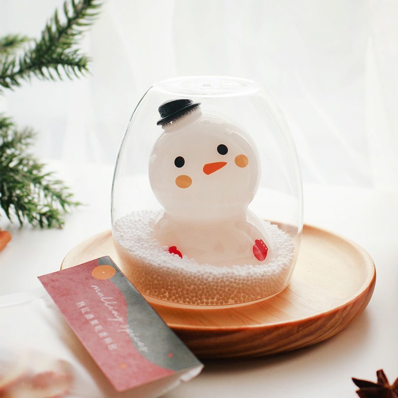 雪人双层玻璃杯 - 玻璃杯 - 玻璃 白色