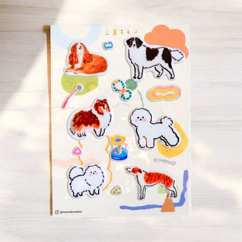 长毛大狗狗们 泡泡贴纸 - 贴纸 - 塑料 白色