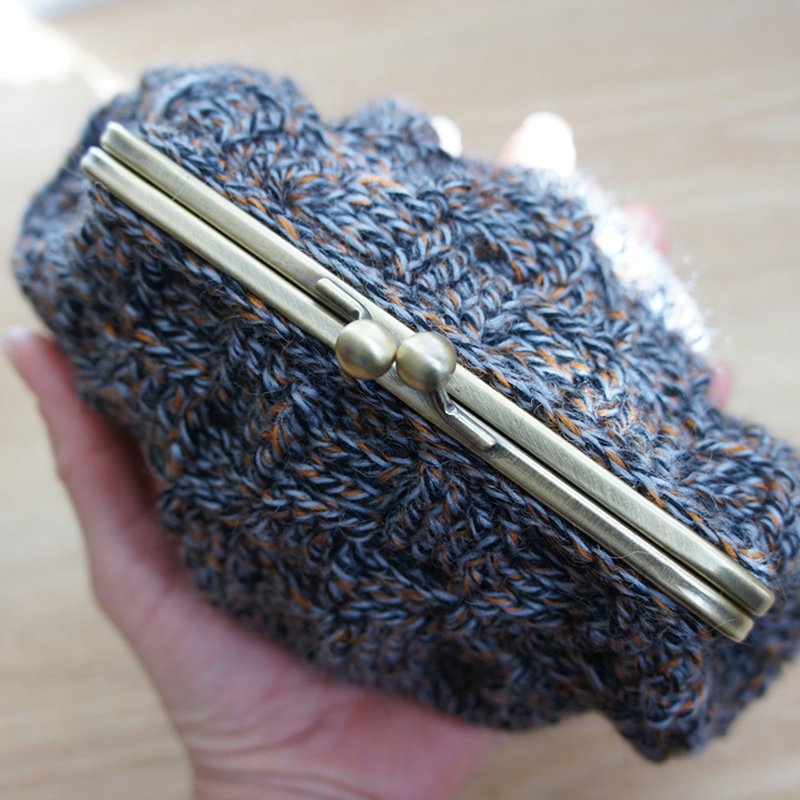 Ba-ba handmade Pattern knitted pouch No.C1391 - 化妆包/杂物包 - 其他材质 灰色