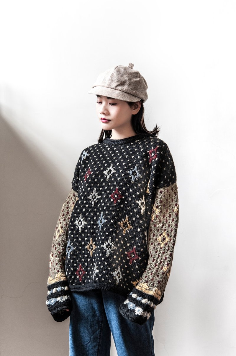 Vintage L.L.Bean 立体手织古着毛衣 - 男装针织衫/毛衣 - 羊毛 黑色