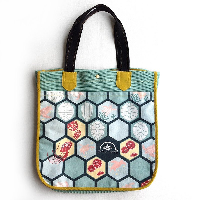 设计款ST126 - 【海废回收纱】海龟印花手提袋 - 手提包/手提袋 - 环保材料 绿色