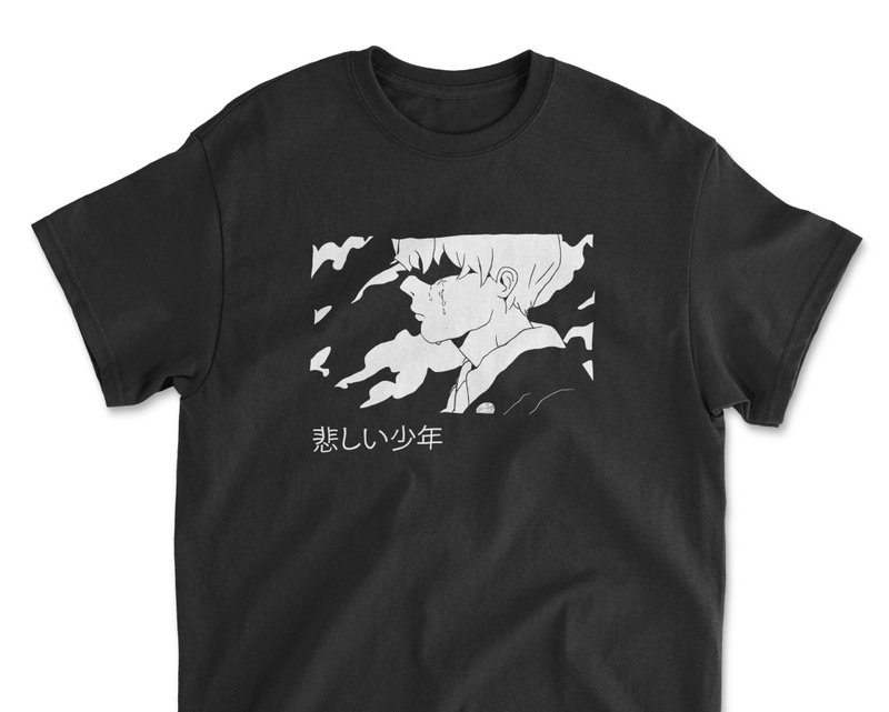 Sad Boy 动漫 T 恤 100% 纯棉 宽松版型 T 恤 - 中性连帽卫衣/T 恤 - 棉．麻 多色