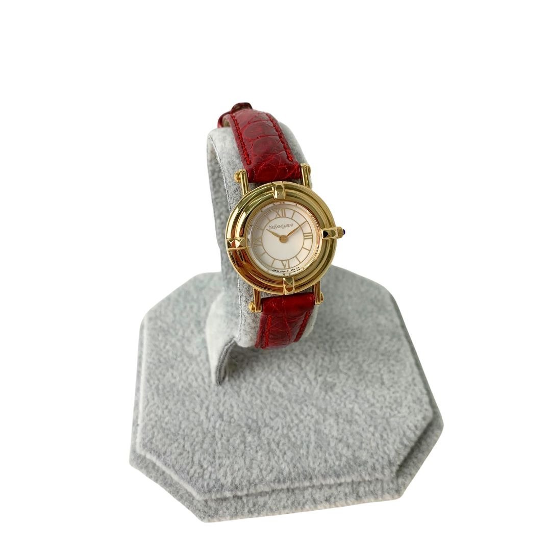 YVES SAINT LAURENT 手表 5420-F46649Y женская кожаный ремешок - 01480 - 女表 - 其他金属 红色
