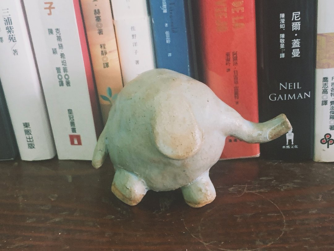 手塑阿丑复古浅蓝色系胖球大象 - 玩偶/公仔 - 陶 透明
