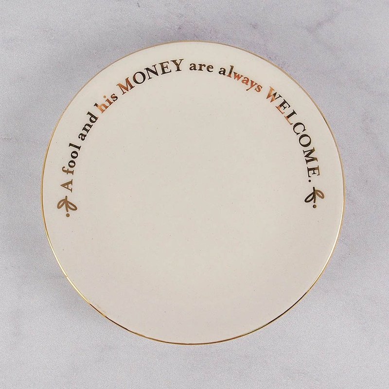 Pretty Witty美言之智欢迎傻儿镀金圆盘 - 浅碟/小碟子 - 陶 白色