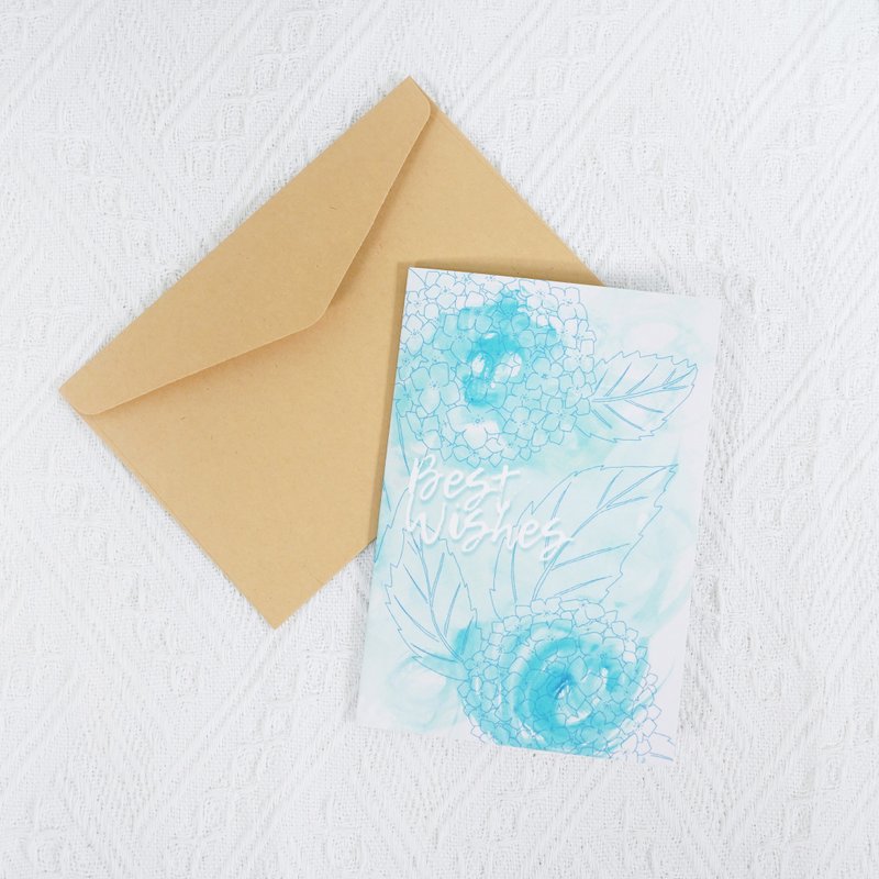 【送你最好的祝福】水彩祝福 祝贺卡连信封 简单 纪念 心意卡 - 卡片/明信片 - 纸 蓝色