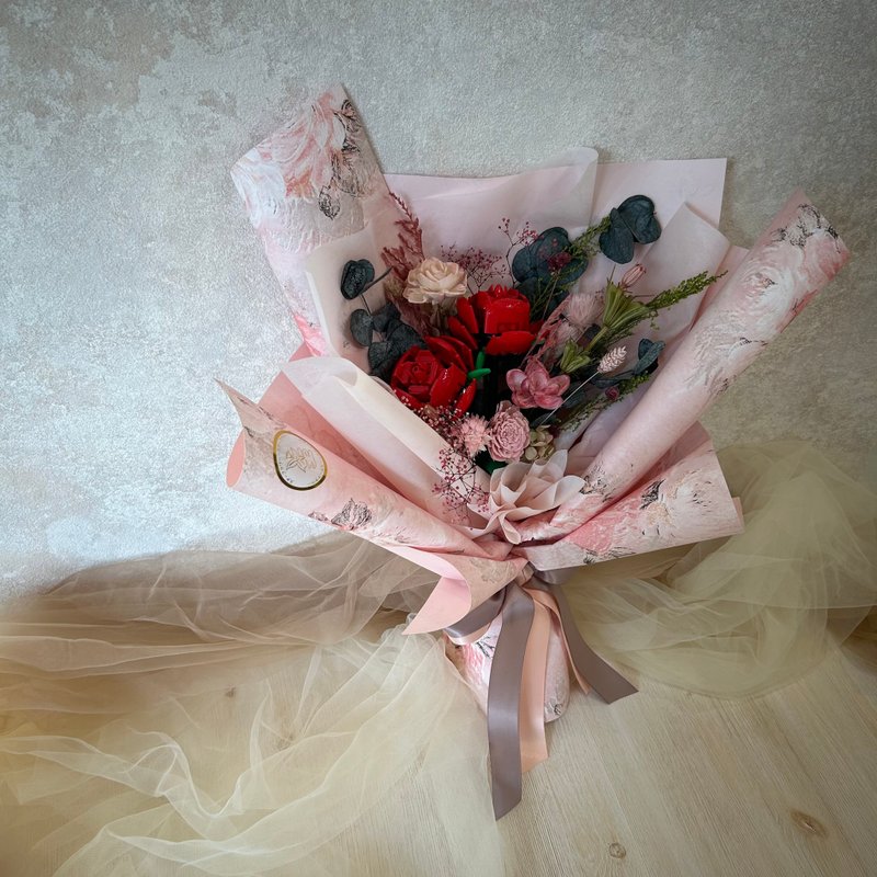 *情热* 乐高花束 情人节花束 七夕花束 告白花束 毕业花束 积木花 - 干燥花/捧花 - 塑料 红色