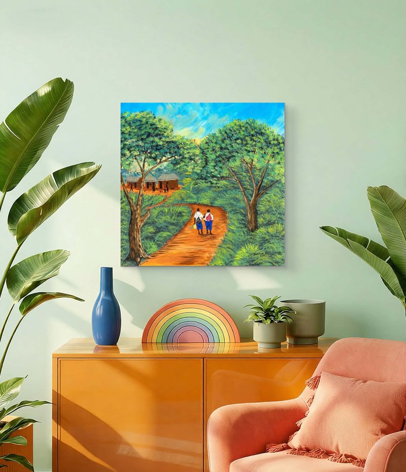【V418 一起走的路】坦桑尼亚手绘画作，挂画 - 海报/装饰画/版画 - 其他材质 