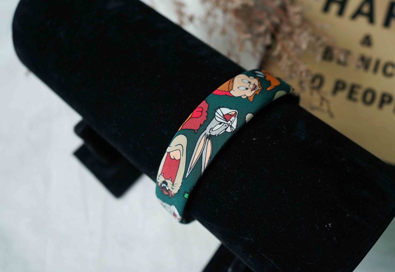 古董领带改制手工发箍-经典华纳兄弟卡通人物-窄版 - 发带/发箍 - 丝．绢 绿色