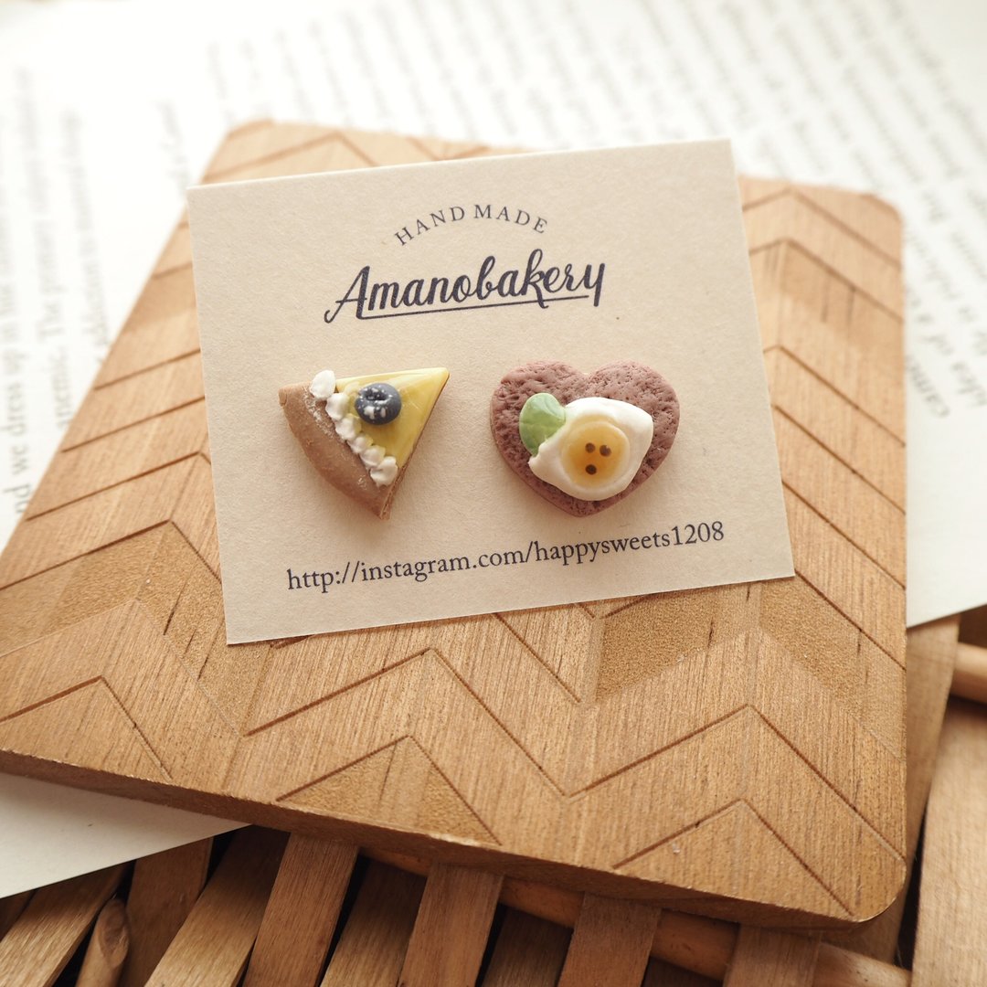 earring / miniature bread - 耳环/耳夹 - 粘土 咖啡色