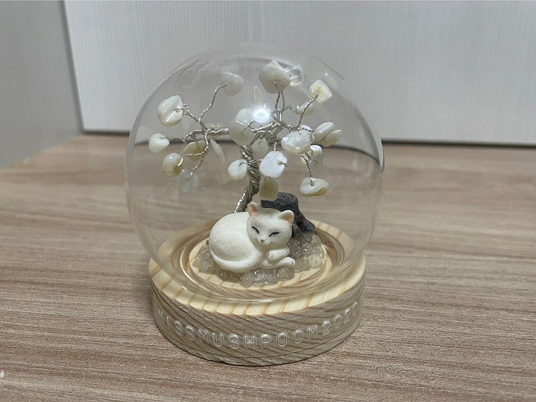 小白猫款订制 | 水晶树系列微景观水晶球 | 可爱 | 居家摆饰 - 摆饰 - 水晶 白色