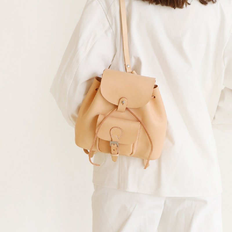 JOYDIVISION 双面牛皮肩带 双肩包女士马鞍水桶文艺真皮复古包包 - 后背包/双肩包 - 真皮 