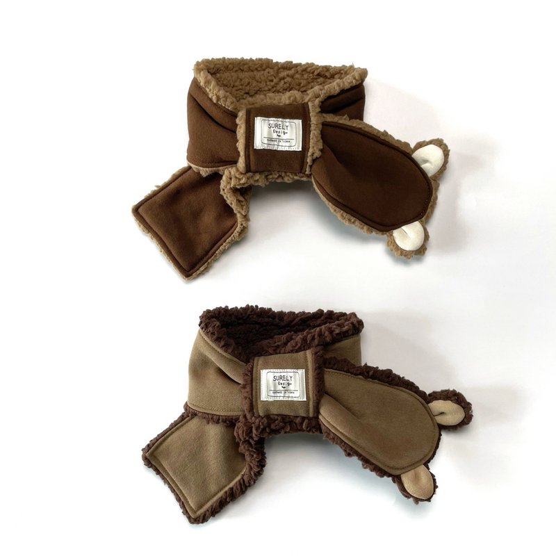 油灯里住着倒立熊 | 软绵绒暖呼呼贝尔围巾 - 围嘴/口水巾 - 棉．麻 卡其色