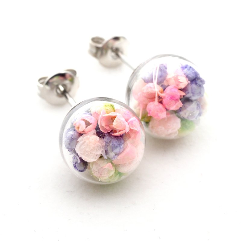 爱家作- OMYWAY DIY 干花  玻璃球 耳针 耳环 耳勾 垂挂 耳夹 1cm - 耳环/耳夹 - 玻璃 