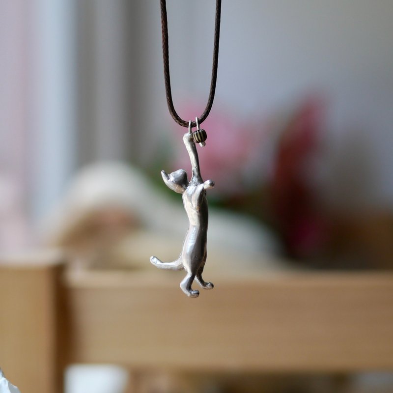 喵星人纯银珍珠颈链 - 项链 - 银 银色