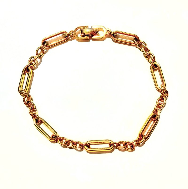 中性不撞款 绝版 7 圈椭圆 法国迪奥 Christian Dior 镀金古董手链 - 手链/手环 - 其他金属 金色