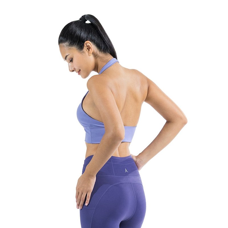 【NAMASTE】Flavia 绕颈短上衣 - 鸢紫 - 女装运动内衣 - 尼龙 紫色