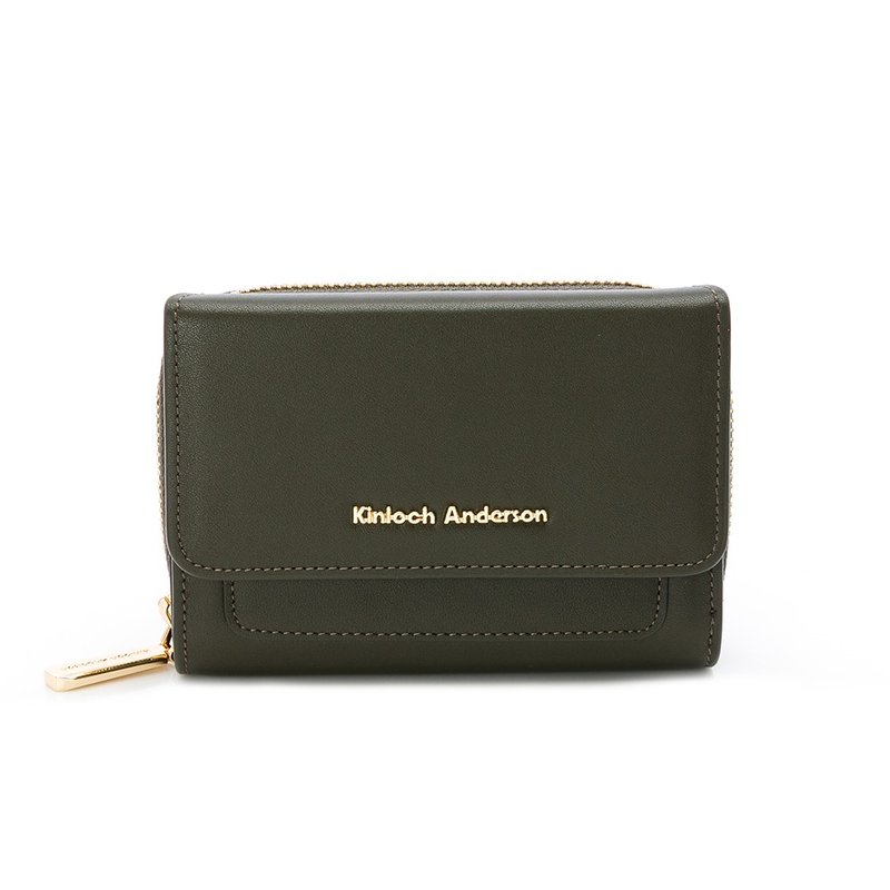 【金安德森】Evelyn 牛皮三折中夹-苔墨绿 - 皮夹/钱包 - 真皮 绿色