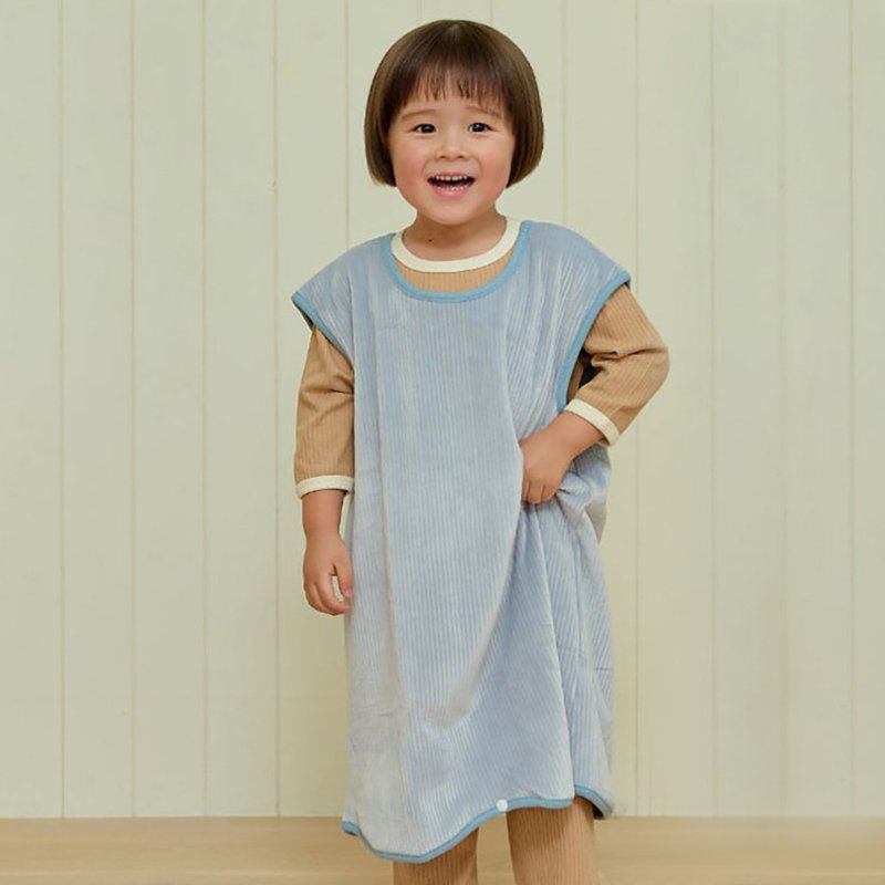 【新品】海蓝柔织长罩-【长版】森绒暖日背心韩国童装-K684S - 童装上衣 - 棉．麻 蓝色