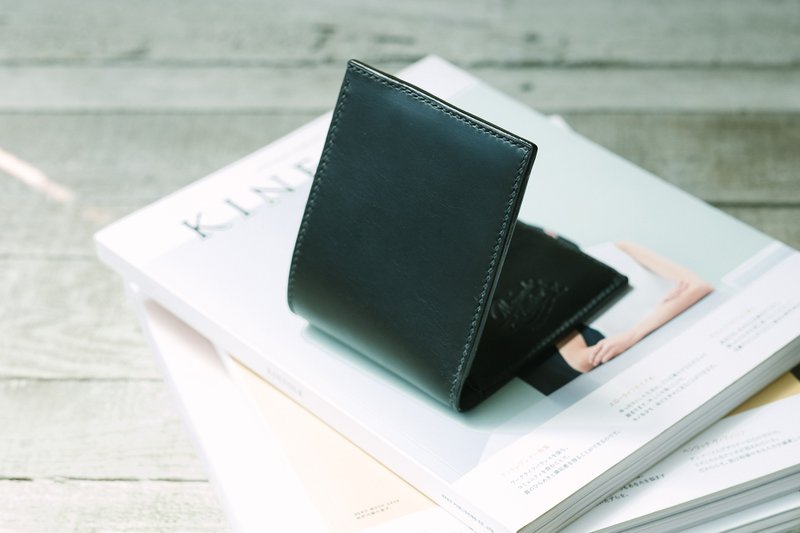 意大利Buttero手缝短夹 - 皮夹/钱包 - 真皮 黑色