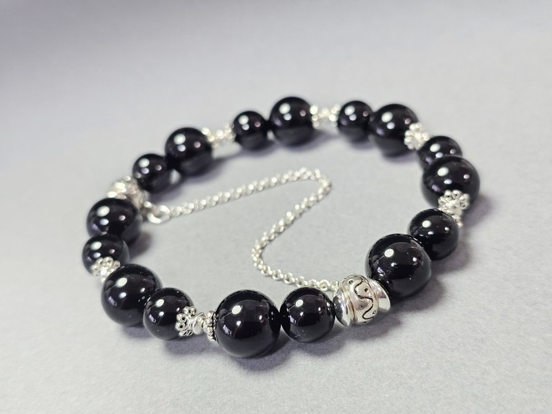 天际 - 天然黑碧壐纯银手链 - 手链/手环 - 宝石 黑色