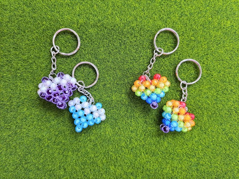 【慈光手作】造型串珠吊饰－我有一颗心 - 钥匙链/钥匙包 - 压克力 多色