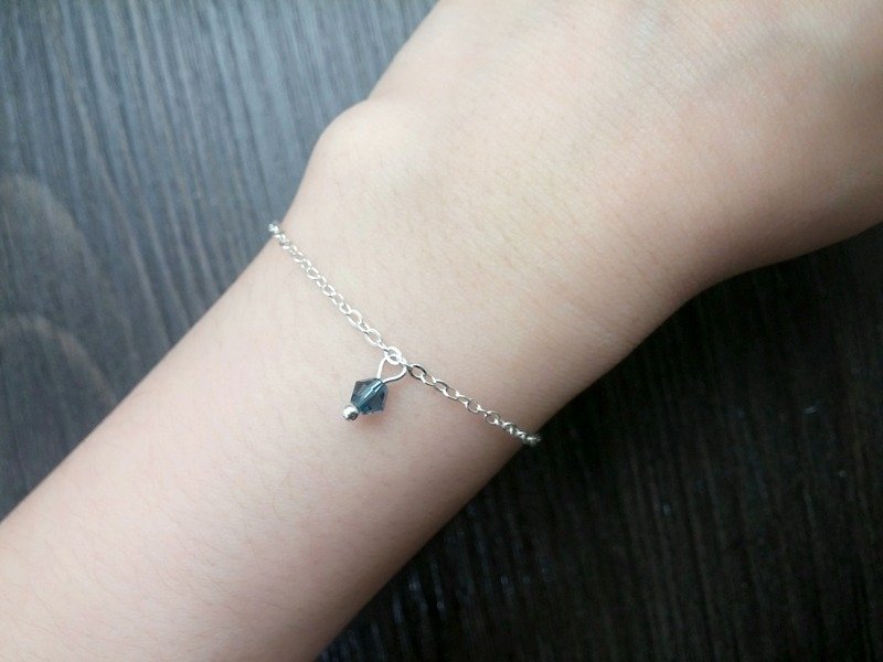 手链 小心机 水晶玻璃 极简低调 细链 - 手链/手环 - 其他材质 蓝色