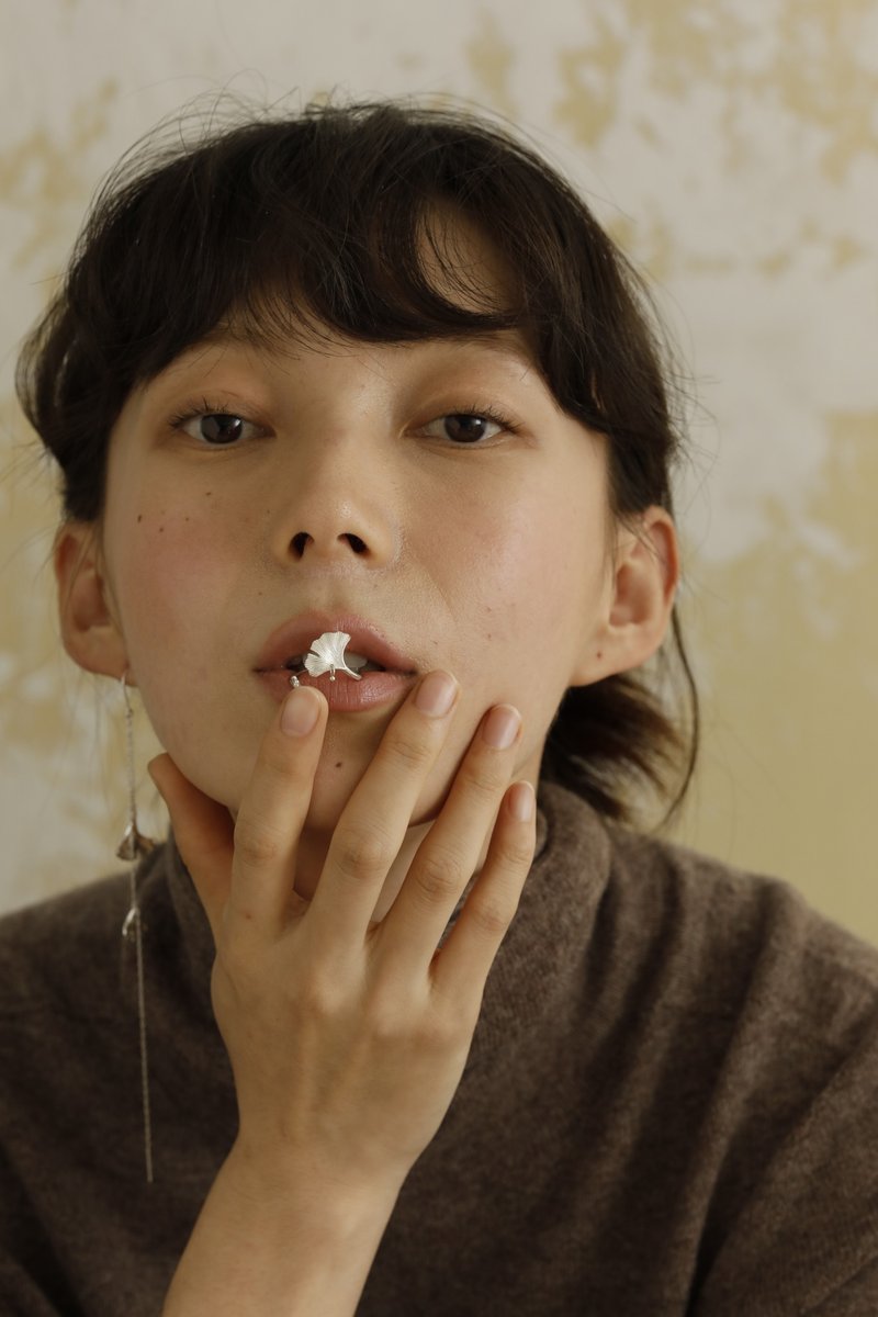 FOREST LETTER 设计师原创 个性银杏开口戒  S925 哑光金色/银色 - 戒指 - 银 