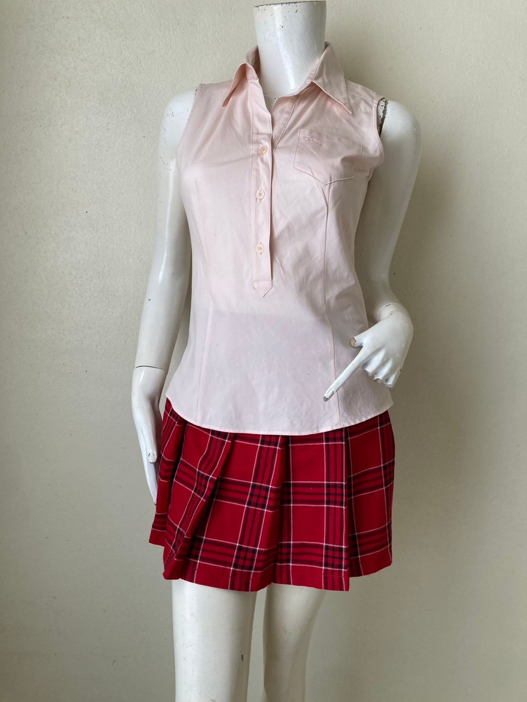 90年代 Burberrys 女款无袖衬衫 / 粉色棉质衬衫 尺寸 38 - 女装上衣 - 棉 红色