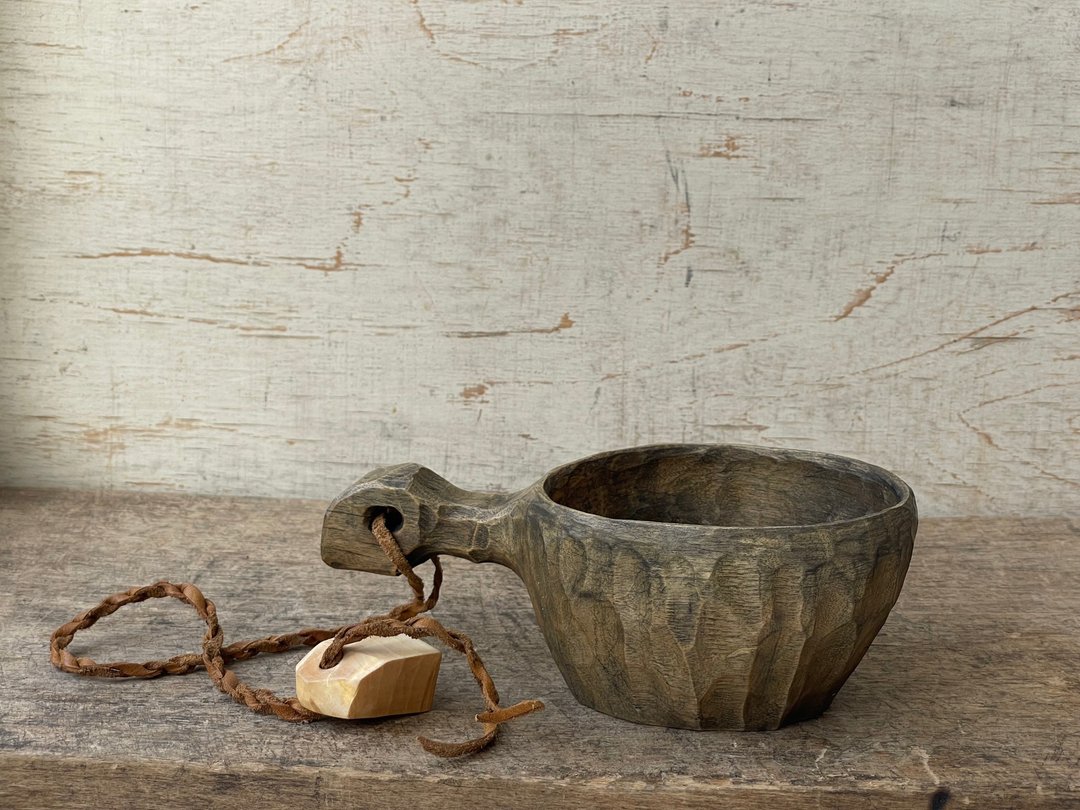 Kuksa from Birch Finnish cup Guksi Bushcraft Wooden Dishes Viking Kuksa Bowl - 露营用品 - 木头 卡其色