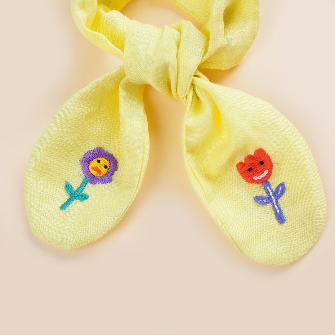 Happy Sad Flower Scrunchies - 发饰 - 棉 黄色
